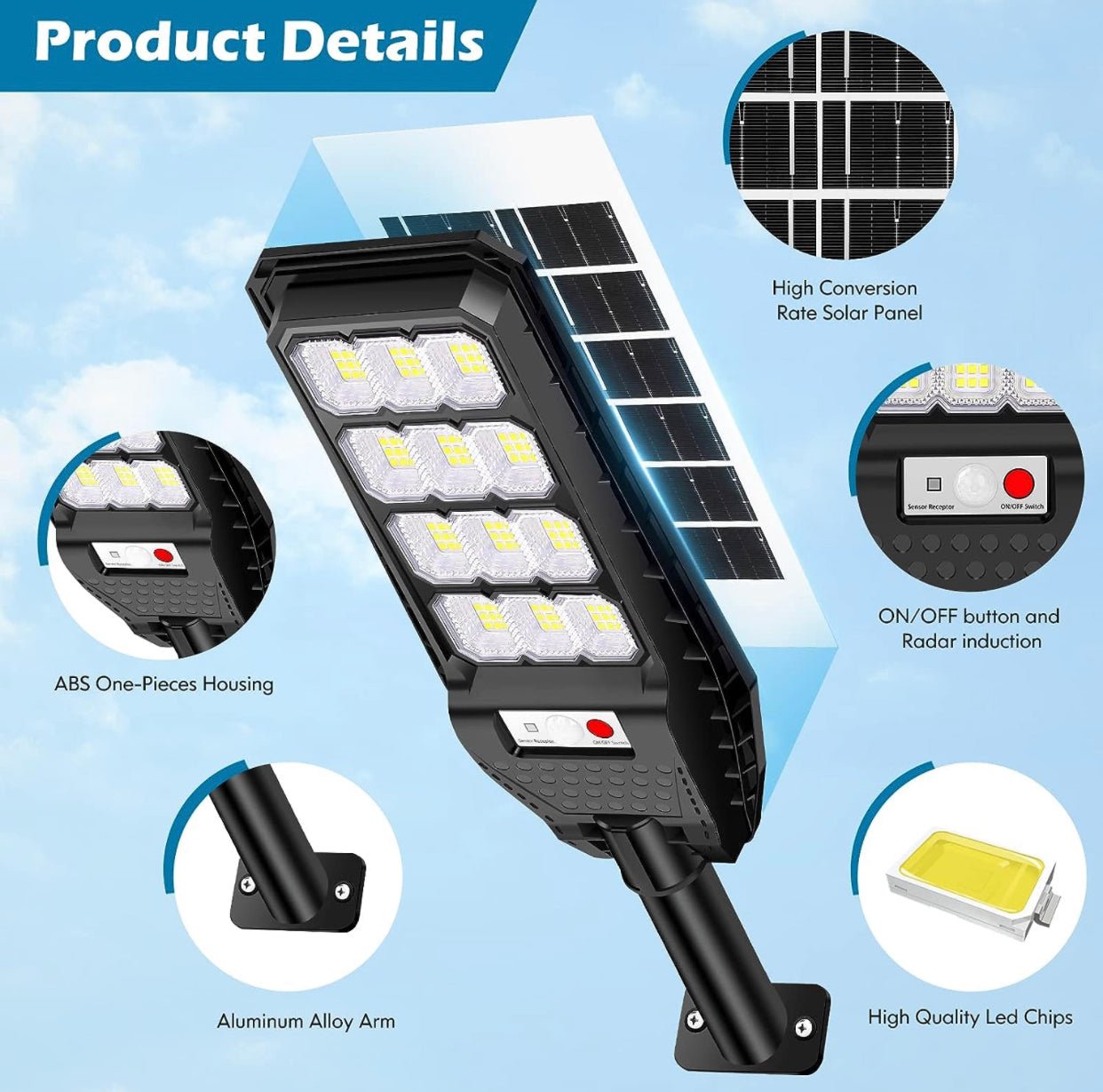 2-Pack Solar Street Lights Outdoor Waterproof,6000LM Dusk to Dawn,6500K Motion Sensor with Remote Control - Outdoor Solar Outlet