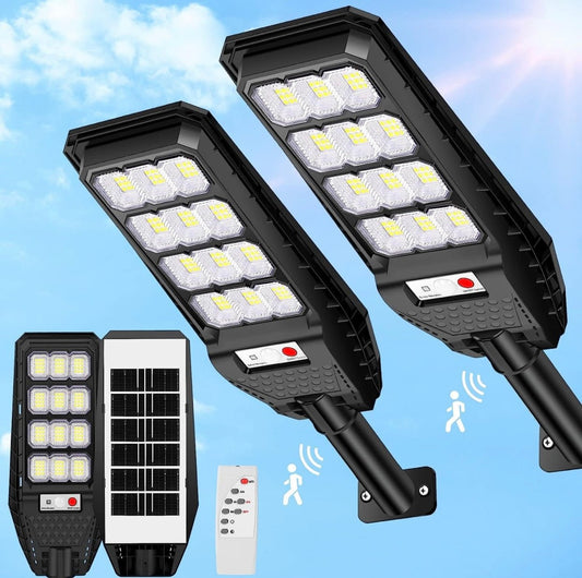 2-Pack Solar Street Lights Outdoor Waterproof,6000LM Dusk to Dawn,6500K Motion Sensor with Remote Control - Outdoor Solar Outlet