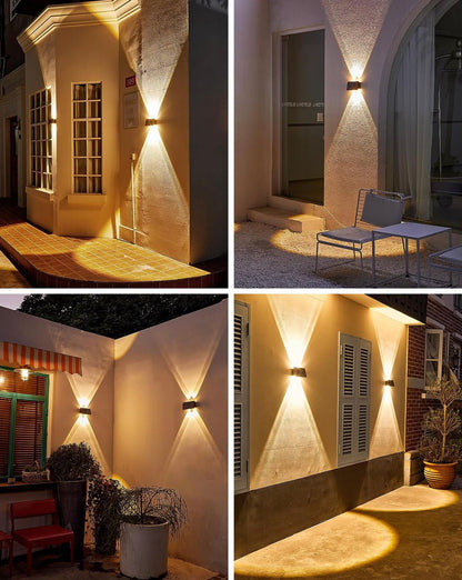 2 Pack Solar Wall Lights Outdoor Waterproof Led Up and Down Wall Lights,Solar Outdoor Lights Wall Sconce Exterior Lighting - Outdoor Solar Outlet