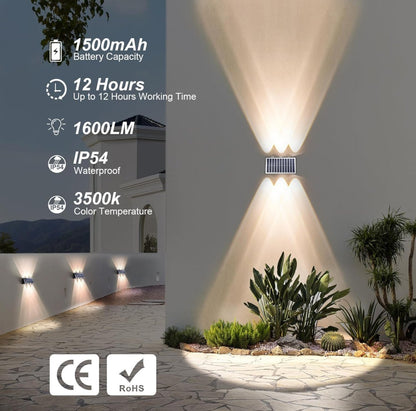 2 Pack Solar Wall Lights Outdoor Waterproof Led Up and Down Wall Lights,Solar Outdoor Lights Wall Sconce Exterior Lighting - Outdoor Solar Outlet