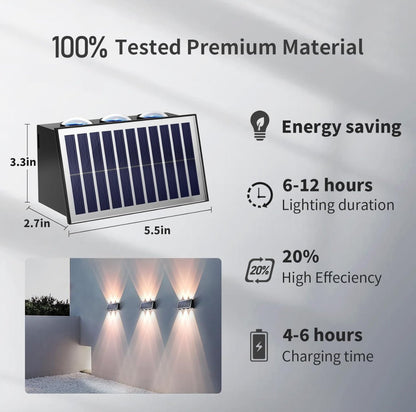2 Pack Solar Wall Lights Outdoor Waterproof Led Up and Down Wall Lights,Solar Outdoor Lights Wall Sconce Exterior Lighting - Outdoor Solar Outlet