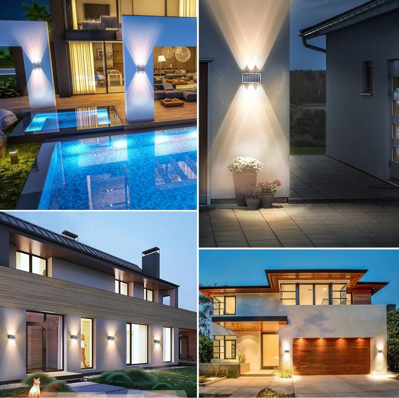 2 Pack Solar Wall Lights Outdoor Waterproof Led Up and Down Wall Lights,Solar Outdoor Lights Wall Sconce Exterior Lighting - Outdoor Solar Outlet
