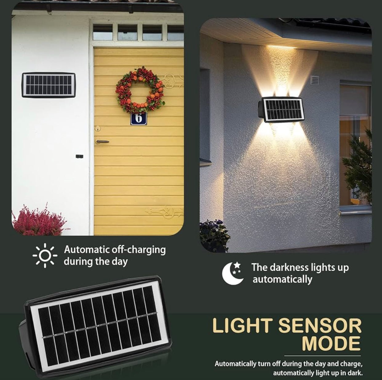 2 Pack Solar Wall Lights Outdoor Waterproof Led Up and Down Wall Lights,Solar Outdoor Lights Wall Sconce Exterior Lighting - Outdoor Solar Outlet