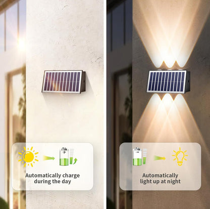 2 Pack Solar Wall Lights Outdoor Waterproof Led Up and Down Wall Lights,Solar Outdoor Lights Wall Sconce Exterior Lighting - Outdoor Solar Outlet