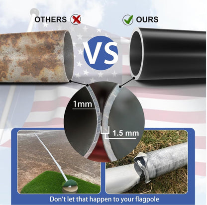 20 FT Flag Pole Heavy Duty Kit for Yard - Extra Thick Outdoor Flag Poles with 3x5 American Flag for Residential or Commercial - Outdoor Solar Outlet