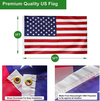20 FT Flag Pole Heavy Duty Kit for Yard - Extra Thick Outdoor Flag Poles with 3x5 American Flag for Residential or Commercial - Outdoor Solar Outlet