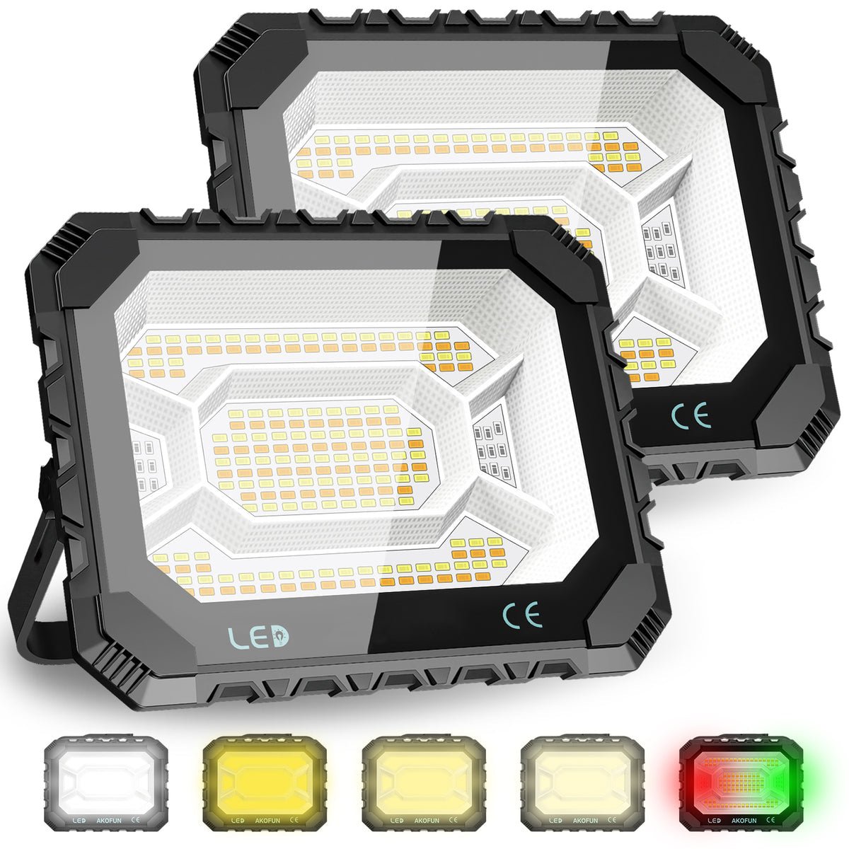 200W Solar Work Flood Light Rechargeable, 16000LM Portable Camping Lights 3000K/4500K/6500K, 16000mAh Battery - Outdoor Solar Outlet