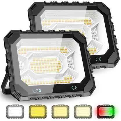 200W Solar Work Flood Light Rechargeable, 16000LM Portable Camping Lights 3000K/4500K/6500K, 16000mAh Battery - Outdoor Solar Outlet