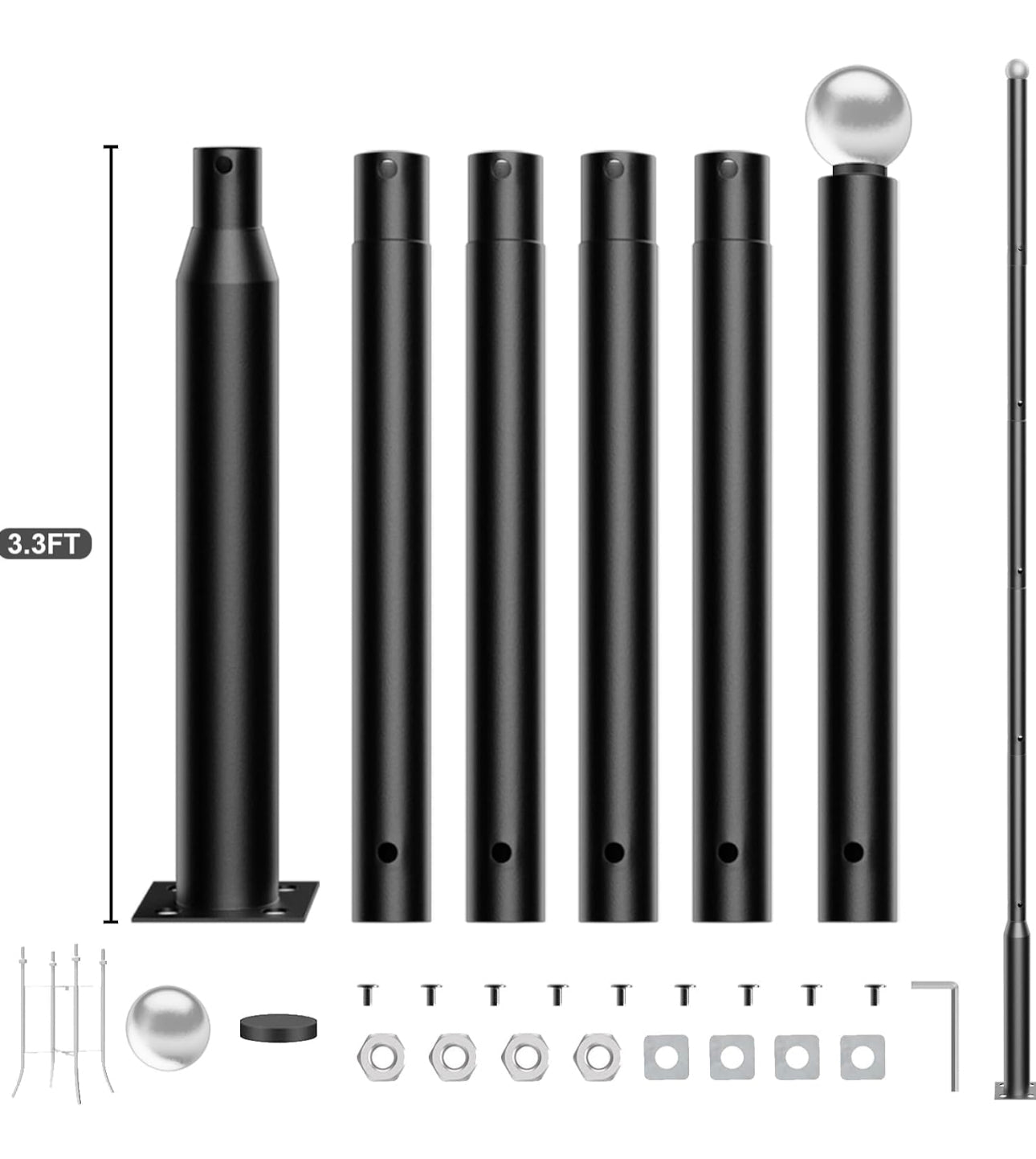 20Ft Commercial Grade Street/Parking/Flag Light Pole, Aluminum + Cage 1-Pack - Outdoor Solar Outlet