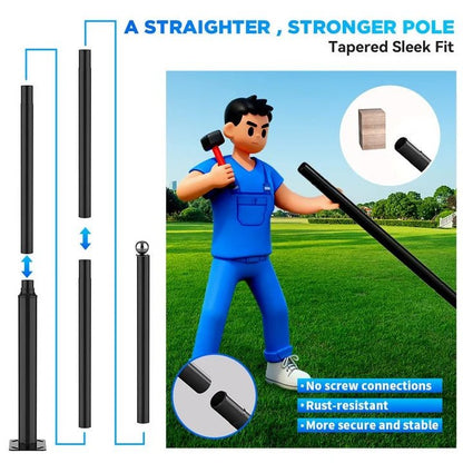 20Ft Commercial Grade Street/Parking/Flag Light Pole, Aluminum + Cage 1-Pack - Outdoor Solar Outlet