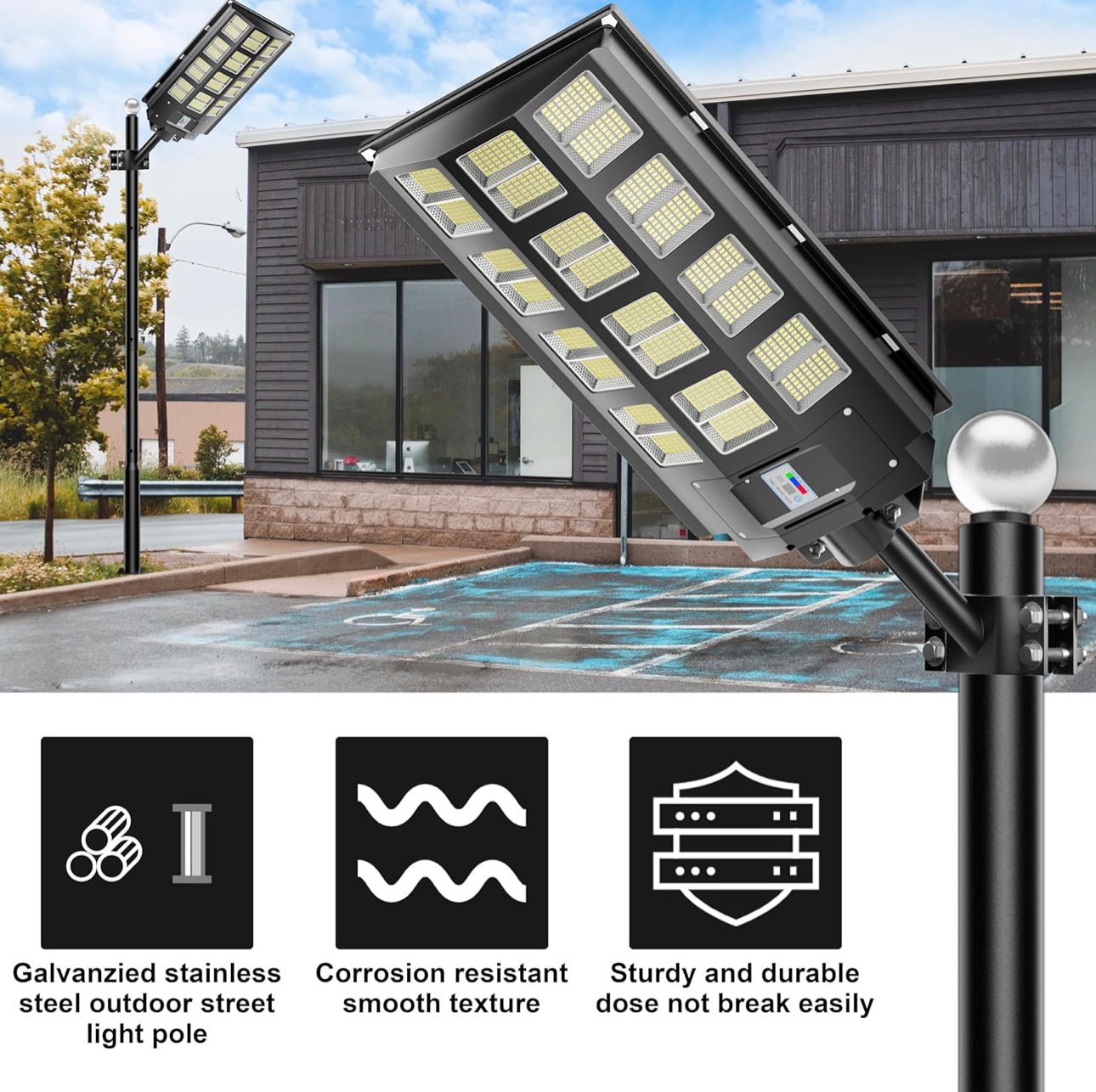 20Ft Commercial Grade Street/Parking/Flag Light Pole, Aluminum + Cage 1-Pack - Outdoor Solar Outlet