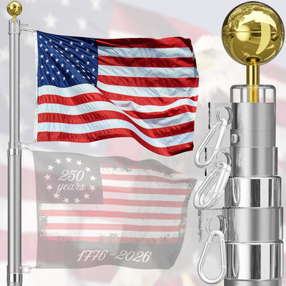 20FT Telescoping Flag Pole Kit, Heavy Duty Aluminum Alloy in Ground Flag Poles for Outside, 3 Display Modes Flagpole with 3x5 American Flag - Outdoor Solar Outlet