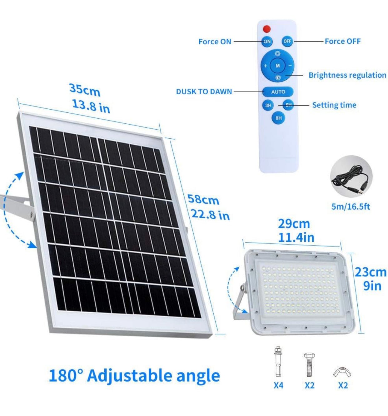 2300W LED Solar Aluminum Frame Flood Lights,24000LM Street Flood Light Waterproof with Remote Control - Outdoor Solar Outlet