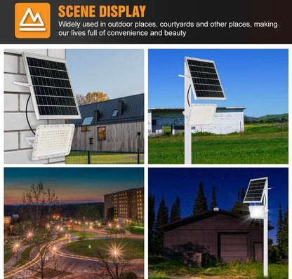 2300W LED Solar Aluminum Frame Flood Lights,24000LM Street Flood Light Waterproof with Remote Control - Outdoor Solar Outlet
