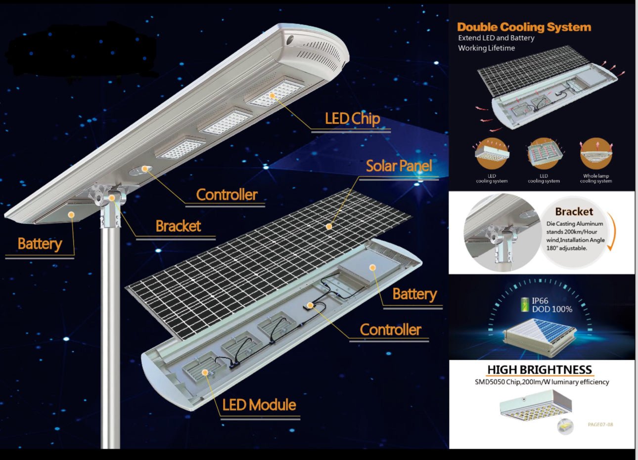2400w Self Cleaning Solar Street Light Diecast Aluminum - Outdoor Solar Outlet