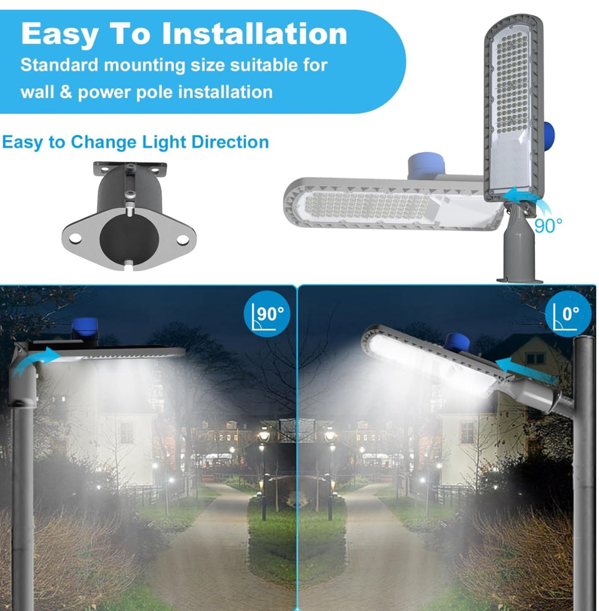 250W LED Hard Wire Electric Parking Lot Lights 30000LM: Dusk to Dawn Outdoor Street Lighting, Commercial Area Security Light with IP65 Waterproof 6500K - Outdoor Solar Outlet