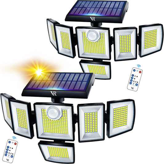 250W Solar Lights Outdoor Waterproof Flood Security Motion Sensor - 496 LEDs 3000 Lumens 360° Illumination- 2Pack - Outdoor Solar Outlet
