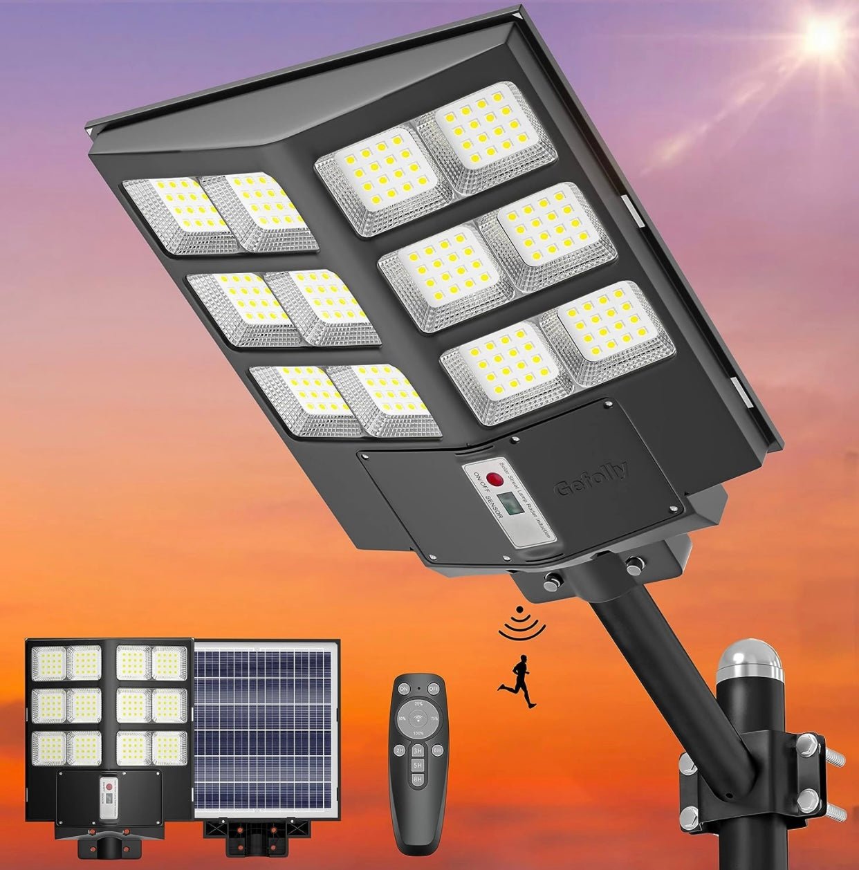 2600W Commercial Solar Street Light , 60000LM Parking Lot Light Commercial Dusk to Dawn With Remote - Outdoor Solar Outlet