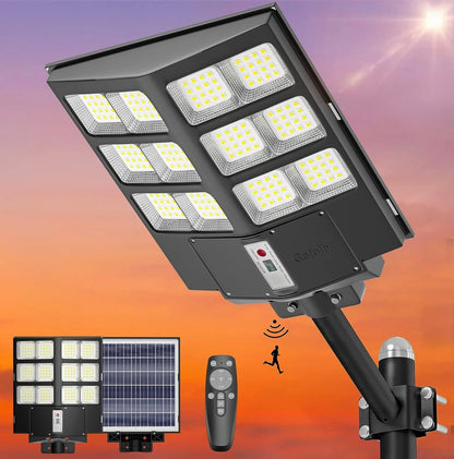 2600W Commercial Solar Street Light , 60000LM Parking Lot Light Commercial Dusk to Dawn With Remote - Outdoor Solar Outlet