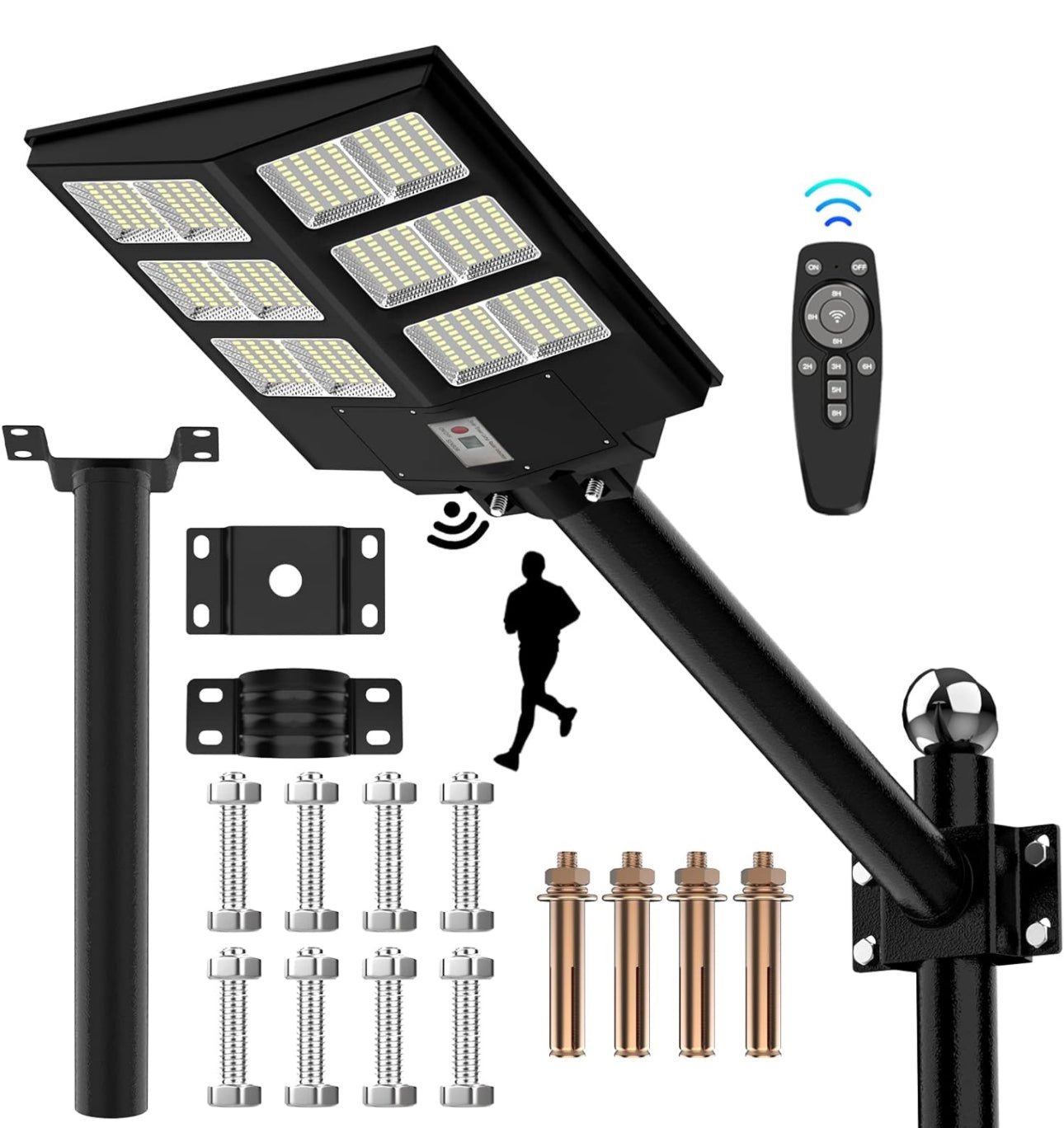 2600W Commercial Solar Street Light , 60000LM Parking Lot Light Commercial Dusk to Dawn With Remote - Outdoor Solar Outlet