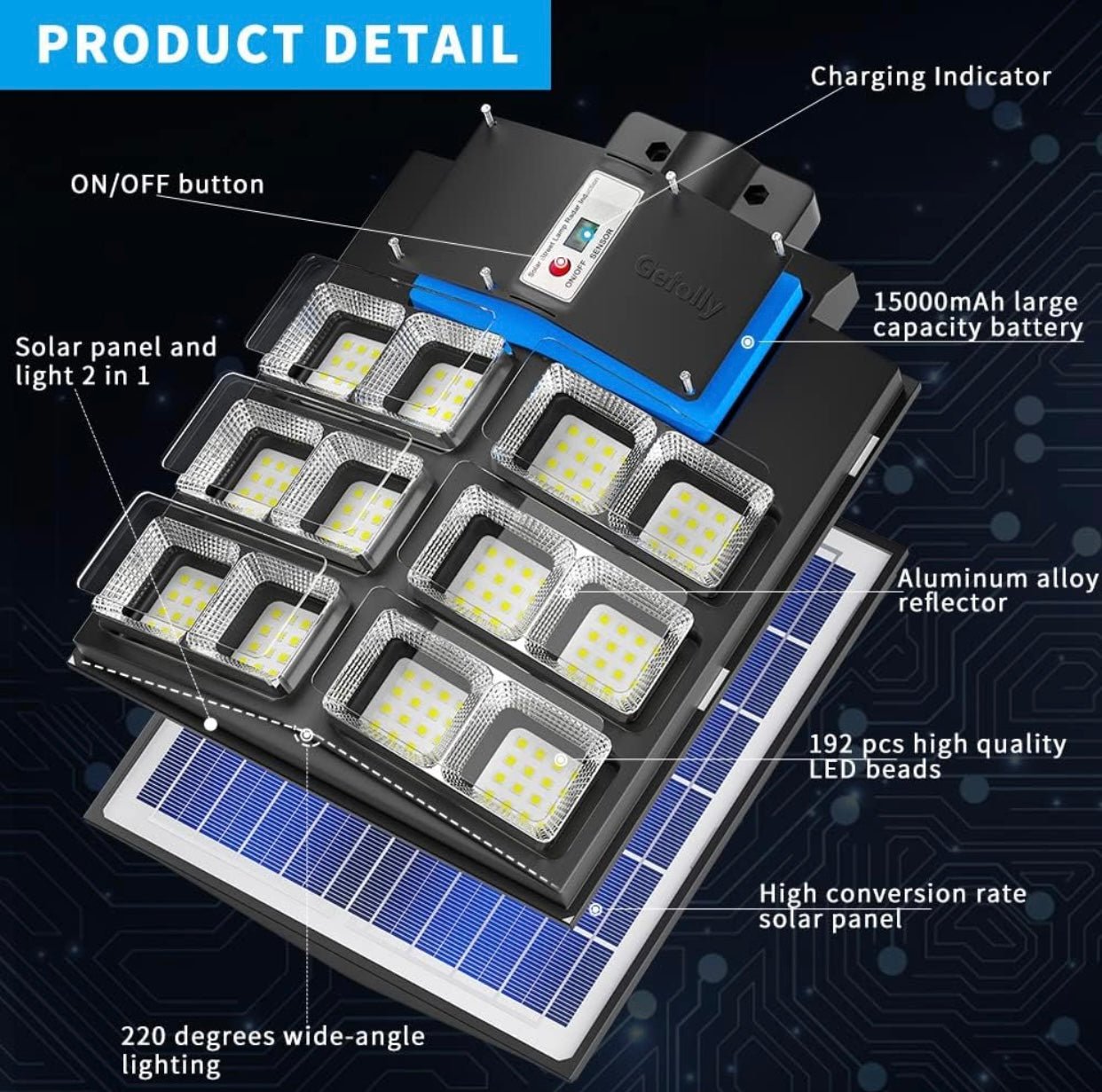 2600W Commercial Solar Street Light , 60000LM Parking Lot Light Commercial Dusk to Dawn With Remote - Outdoor Solar Outlet