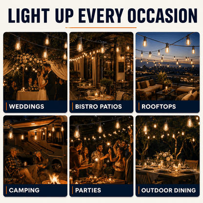 27 Ft Pro - Globe Solar LED Outdoor String Lights – Waterproof, G40 Retro Edison Filament Bulbs -Warm White - Outdoor Solar Outlet