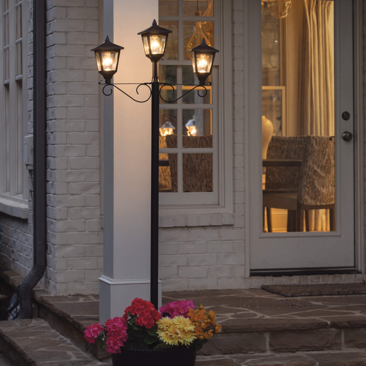 3 Fixture Outdoor Solar LED Lamp Post With 50 Lumen - 72Inch - Outdoor Solar Outlet