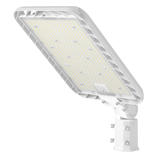 300W Hard Wire LED Street/Parking Lot Light, 45000LM Commercial Lighting with Slip Fitter Mount,IP65 5000K Dusk to Dawn Sensor - Outdoor Solar Outlet