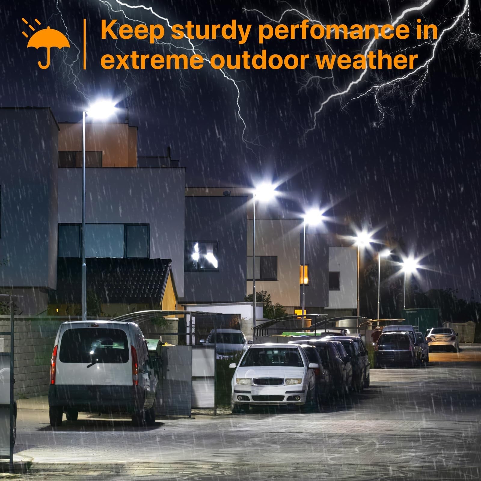 300W Hard Wire LED Street/Parking Lot Light, 45000LM Commercial Lighting with Slip Fitter Mount,IP65 5000K Dusk to Dawn Sensor - Outdoor Solar Outlet