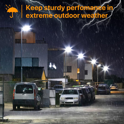 300W Hard Wire LED Street/Parking Lot Light, 45000LM Commercial Lighting with Slip Fitter Mount,IP65 5000K Dusk to Dawn Sensor - Outdoor Solar Outlet