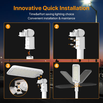 300W Hard Wire LED Street/Parking Lot Light, 45000LM Commercial Lighting with Slip Fitter Mount,IP65 5000K Dusk to Dawn Sensor - Outdoor Solar Outlet