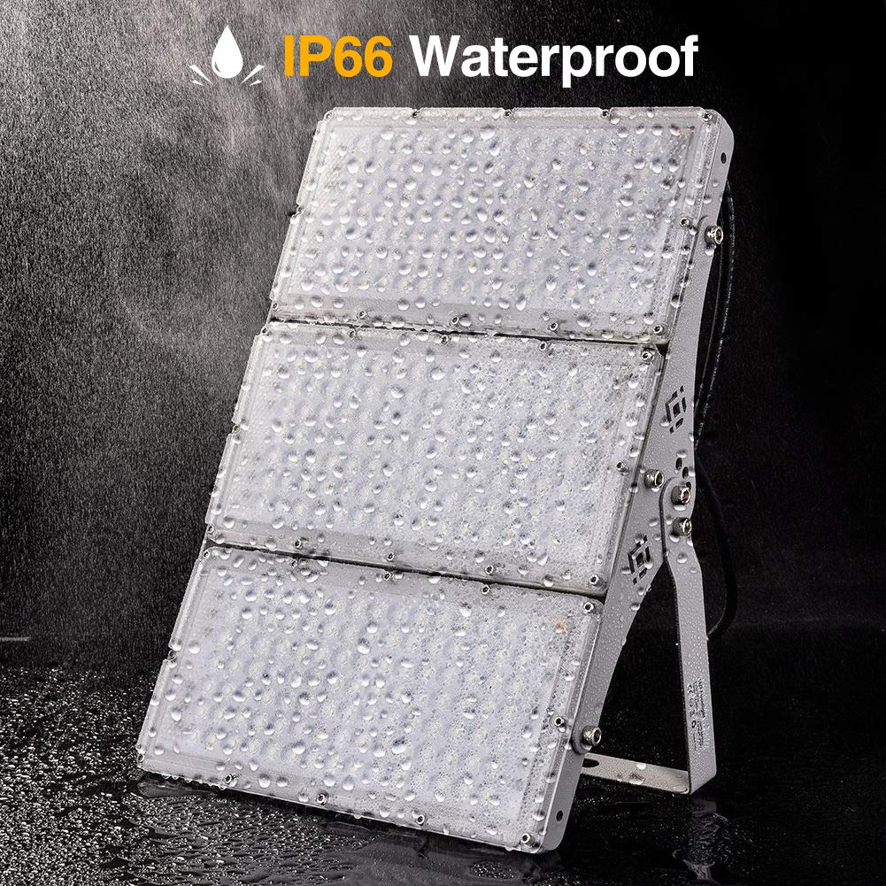 300W LED Flood Light, Hard Wired 24000LM Stadium Lights, 6000K Daylight White, 1500W Halogen Equivalent, IP66 Waterproof - Outdoor Solar Outlet