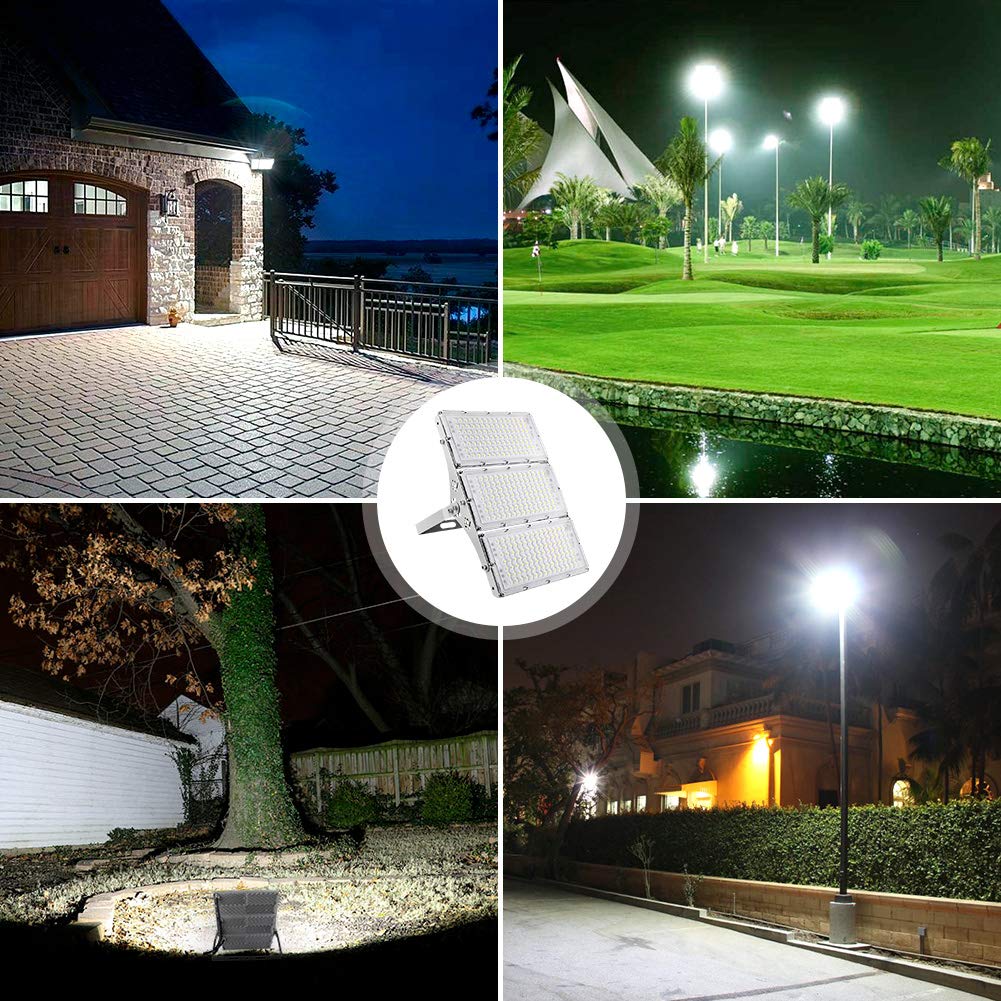 300W LED Flood Light, Hard Wired 24000LM Stadium Lights, 6000K Daylight White, 1500W Halogen Equivalent, IP66 Waterproof - Outdoor Solar Outlet