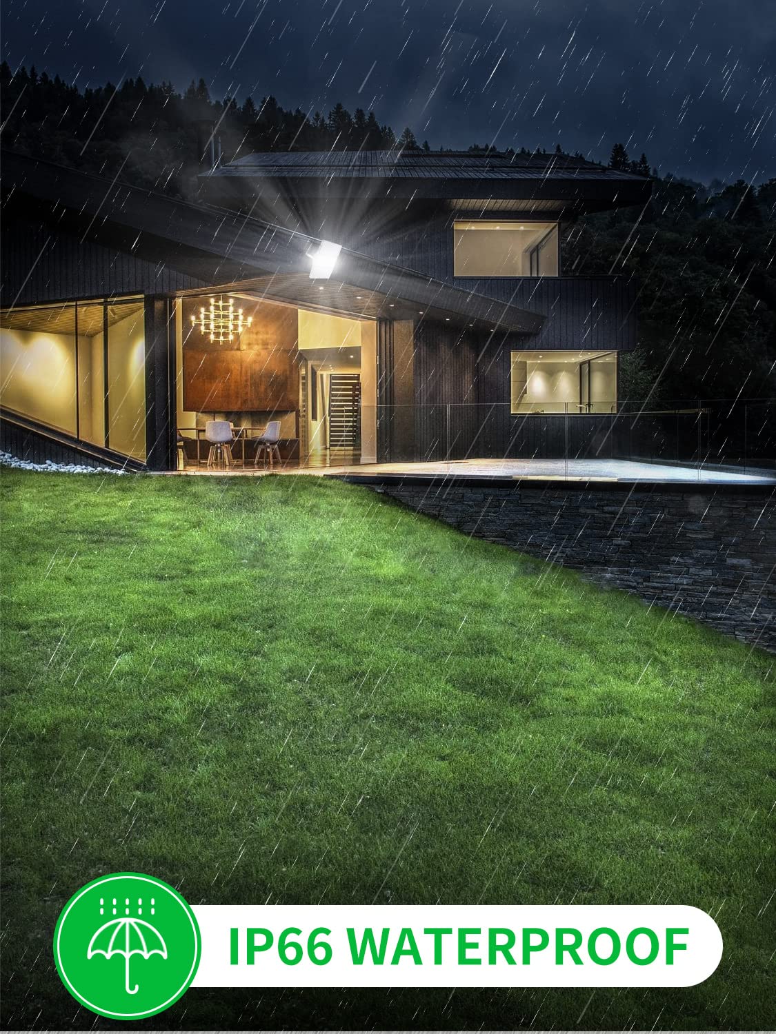 300W LED Flood Light, Hard Wired 24000LM Stadium Lights, 6000K Daylight White, 1500W Halogen Equivalent, IP66 Waterproof - Outdoor Solar Outlet