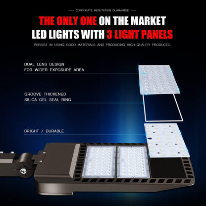 300W LED Parking Lot Light Hard Wire Slip Fitter Mount Dusk to Dawn LED Outdoor Lighting Exterior Flood Light Commercial IP65 Waterproof - Outdoor Solar Outlet
