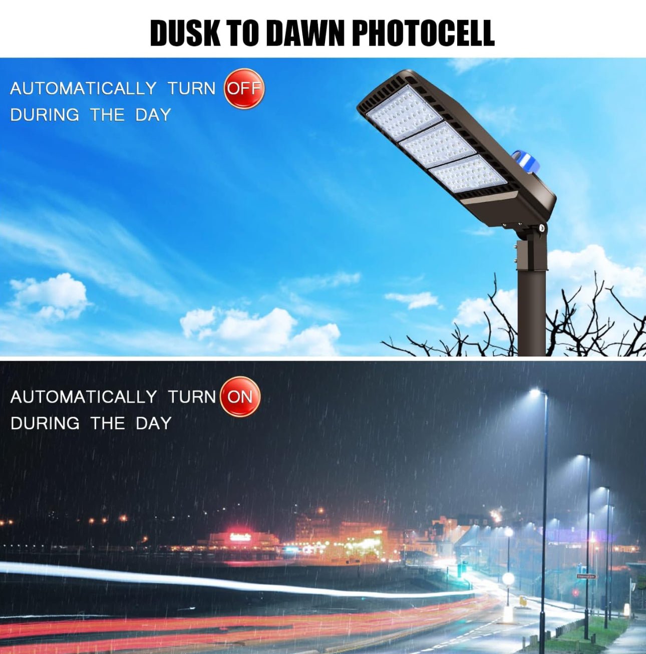 300W LED Parking Lot Light Hard Wire Slip Fitter Mount Dusk to Dawn LED Outdoor Lighting Exterior Flood Light Commercial IP65 Waterproof - Outdoor Solar Outlet