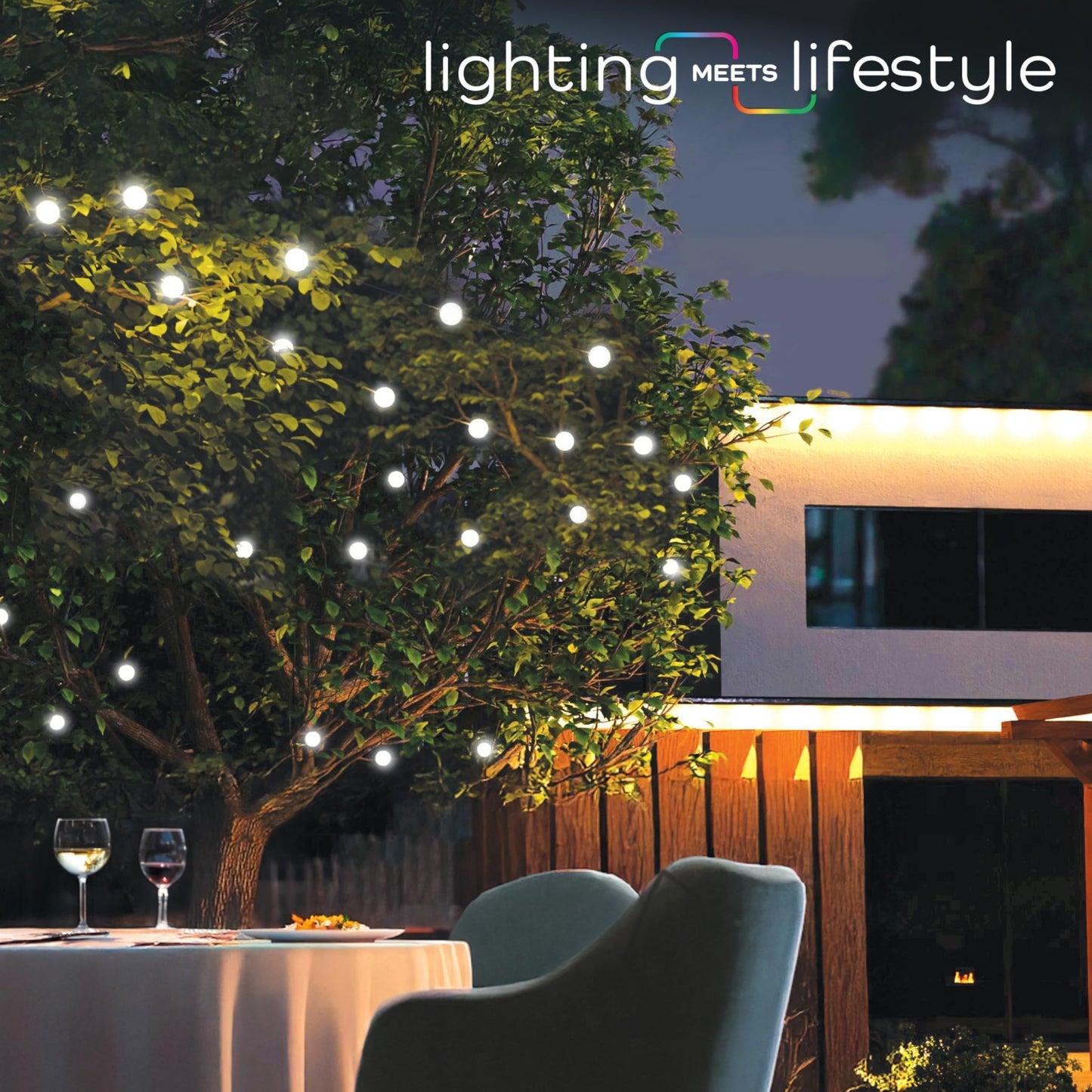 30FT Plug-In LED Strung Light 10 Large 4in Round Bulbs, 2500K Warm White LED G100 Waterproof - Outdoor Solar Outlet