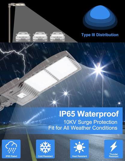 320W LED Parking Lot Light Hard Wired 48,000LM, Hot Wire UL Listed Industrial Grade LED Shoebox Parking Pole Light 5000K IP65 Waterproof - Outdoor Solar Outlet