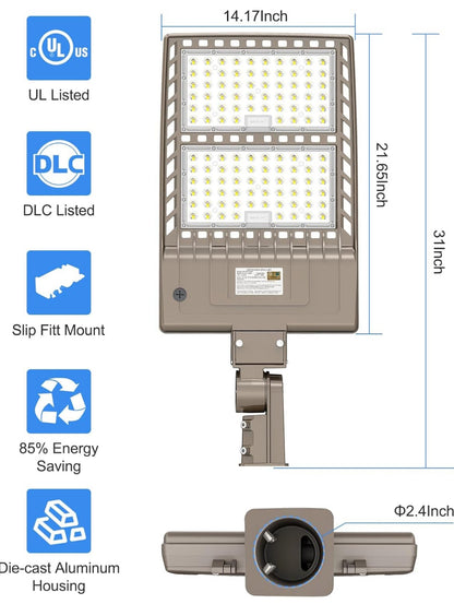 320W LED Parking Lot Light Hard Wired 48,000LM, Hot Wire UL Listed Industrial Grade LED Shoebox Parking Pole Light 5000K IP65 Waterproof - Outdoor Solar Outlet