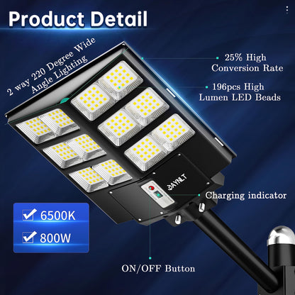 3600W Commercial Solar Street Light , 120000LM Parking Lot Light Commercial Dusk to Dawn With Remote - Outdoor Solar Outlet