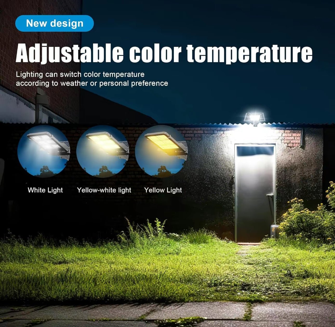 3800W Tri-Color Solar Street Lights Outdoor - Multi-Color Adjustable Lighting - 7000K LED Street Light with Remote Control - Ideal for Parking Lot, Yard, Plaza - solar parking lot lights - Outdoor Solar Outlet