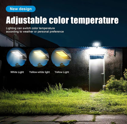 3800W Tri-Color Solar Street Lights Outdoor - Multi-Color Adjustable Lighting - 7000K LED Street Light with Remote Control - Ideal for Parking Lot, Yard, Plaza - solar parking lot lights - Outdoor Solar Outlet