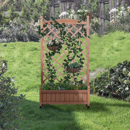 2-Pack Raised Garden Beds with Trellis, Outdoor Wooden Plant Box, and Plant Stand - Perfect for Vines and Flowers