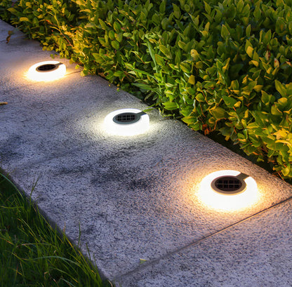 4 Pack Round Outdoor Ground Lights Adjustable Disk Solar Pathway Lamp - Outdoor Solar Outlet