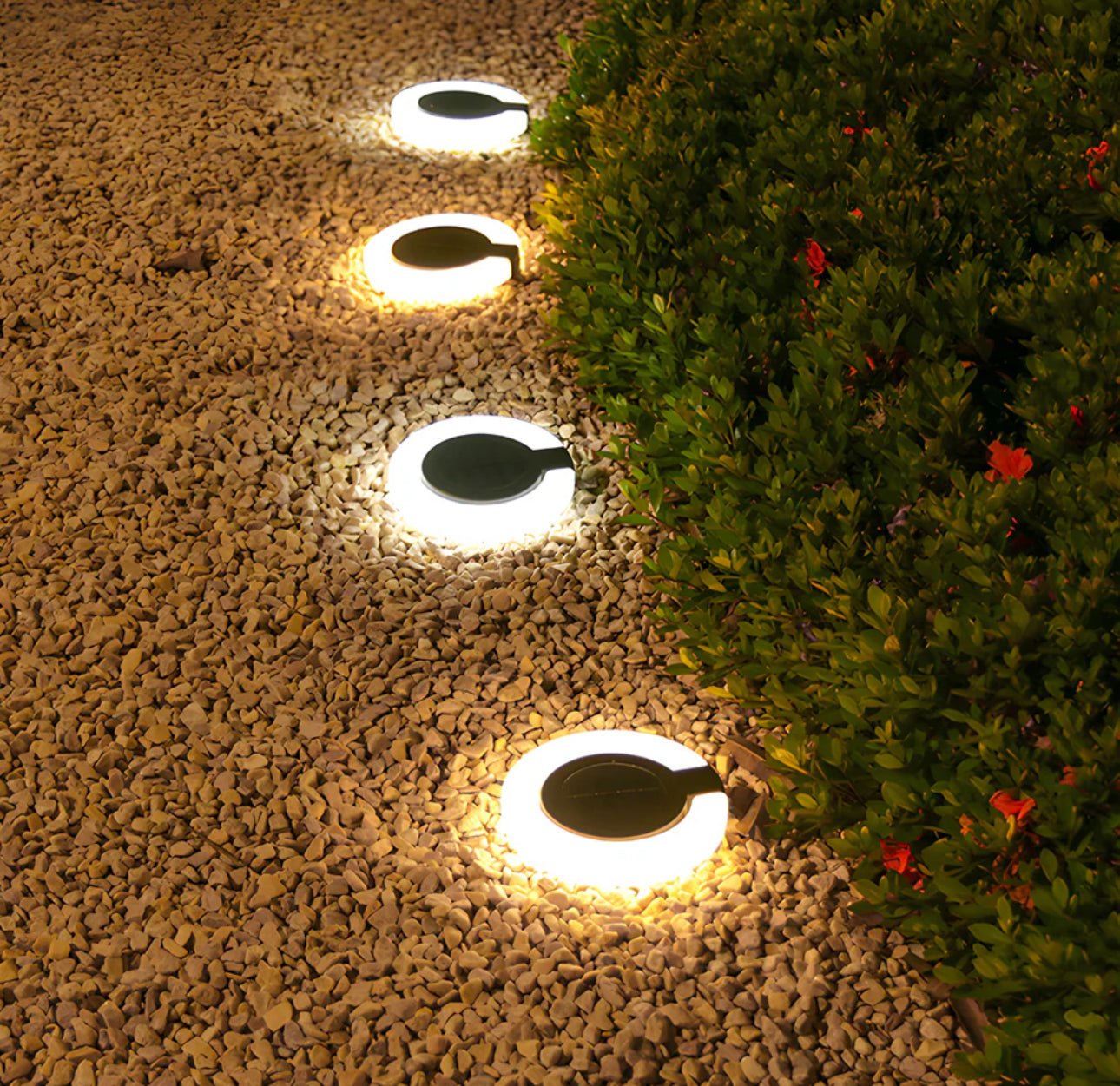 4 Pack Round Outdoor Ground Lights Adjustable Disk Solar Pathway Lamp - Outdoor Solar Outlet