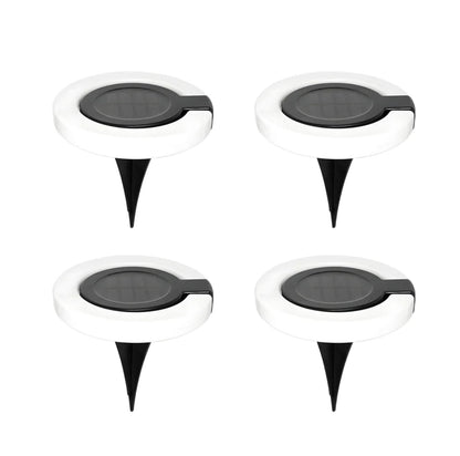 4 Pack Round Outdoor Ground Lights Adjustable Disk Solar Pathway Lamp - Outdoor Solar Outlet