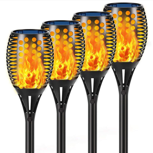 4-Pack Solar Flickering Flames Torch Lights Outdoor Dusk to Dawn Auto On/Off 29 Inch - Outdoor Solar Outlet