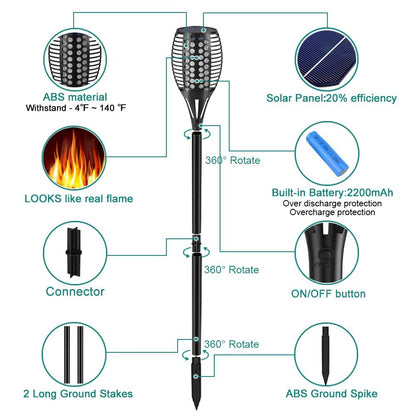 4-Pack Solar Flickering Flames Torch Lights Outdoor Dusk to Dawn Auto On/Off 29 Inch - Outdoor Solar Outlet