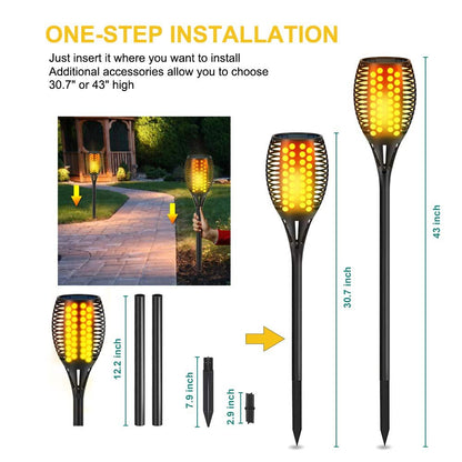 4-Pack Solar Flickering Flames Torch Lights Outdoor Dusk to Dawn Auto On/Off 29 Inch - Outdoor Solar Outlet