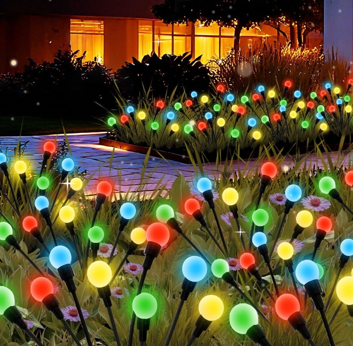 4 Pack Solar Powered Light FireFly Upgraded 8 LED - Outdoor Solar Outlet